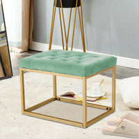 Velvet Shoe Changing Stool,Light green Footstool, Square Vanity Chair, Sofa Stool,Makup Stool .Vanity Seat ,Rest Stool. Piano Bench.Suitable for Clothes Shop,Living Room,  Fitting Room Bedroom,ST-001