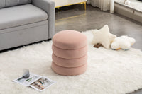 006-Soft Velvet  Round Ottoman Footrest Stool,Pink