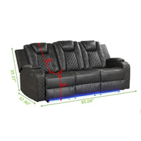 Benz LED & Power Recliner 3 PC Made With Faux Leather in Gray