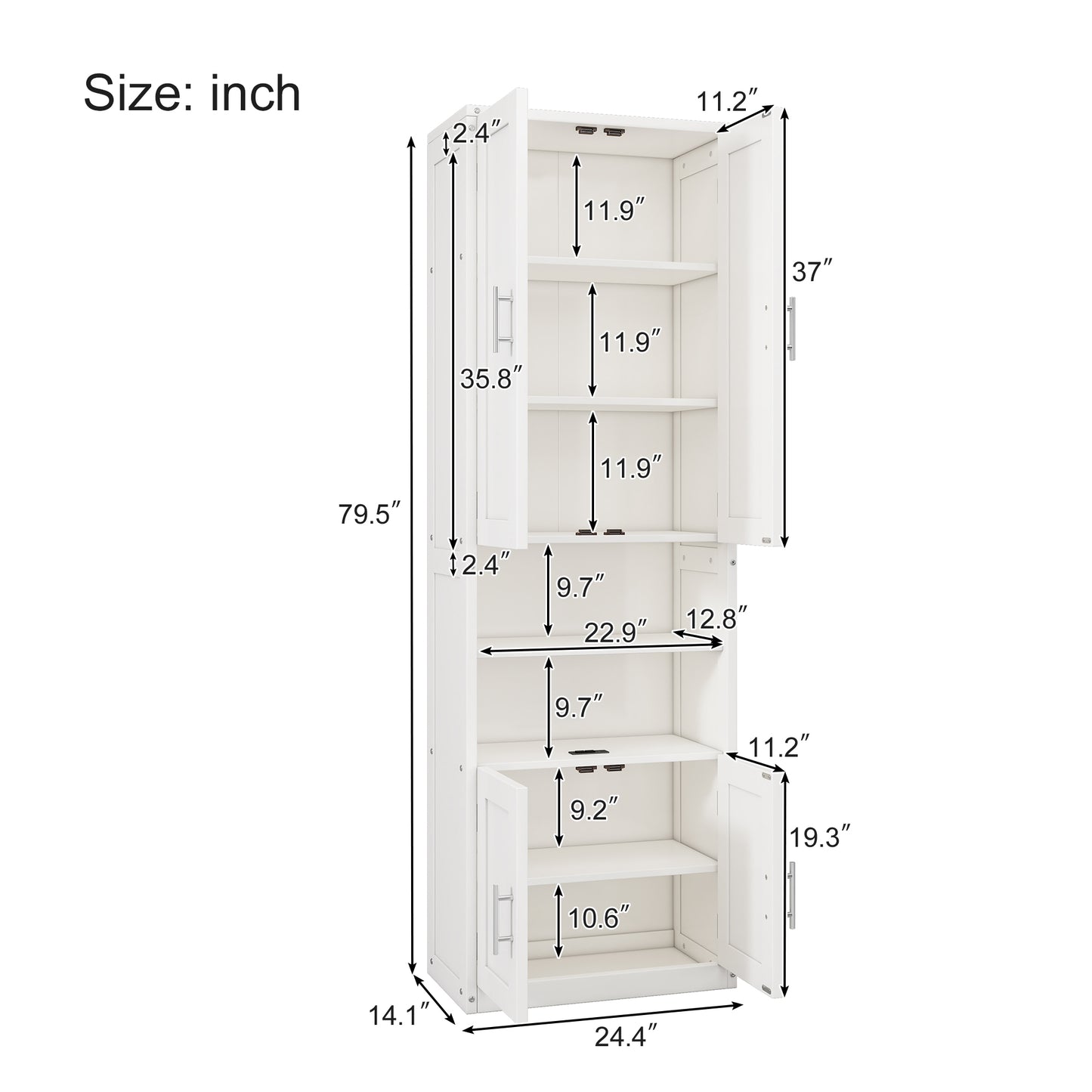 Full Size Murphy Bed with 1 Side Cabinet Storage Shelf, 61.5-inch Cabinet Bed Folding Wall Bed with Desk Combo Perfect for Guest Room,Study, Office, Antique Grey White