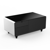 Modern Smart Coffee Table with Built in Fridge, Outlet Protection,Wireless Charging, Mechanical Temperature Control, Power Socket, USB Interface and Ice Water Interface, White