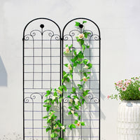 2 Pack Metal Garden Trellis for Climbing Plants Outdoor 86.7'' x 19.7'' Rustproof Plant Support Rose Trellis Netting Trellis Black