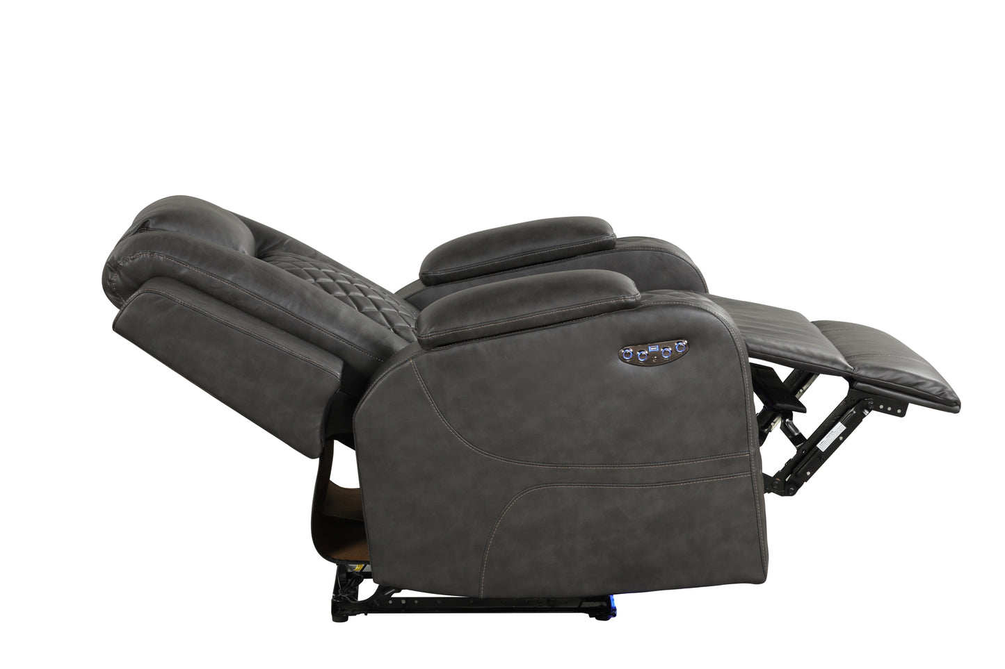 Benz LED & Power Recliner 3 PC Made With Faux Leather in Black