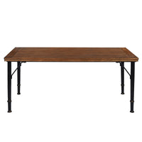 70.1" Solid wood veneered dining table, Rustic Brown & Black