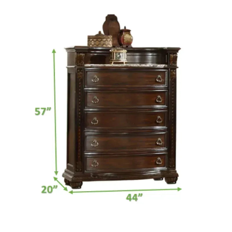 Roma 5 Pc Queen Bed Dark Walnut