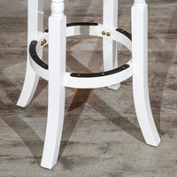 24" Counter Stool, White Finish, Beige Fabric Seat