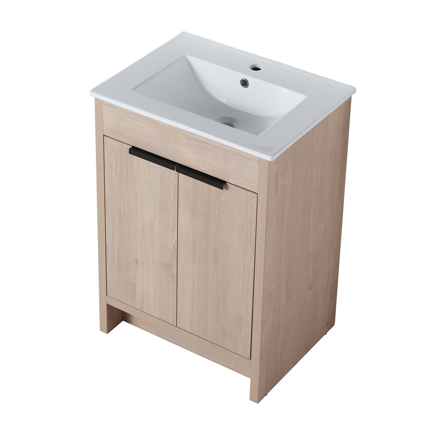 Freestanding Bathroom Vanity with White Ceramic Sink & 2 Soft-Close Cabinet Doors ((KD-PACKING),BVB02424PLO-G-BL9060B),W1286S00015