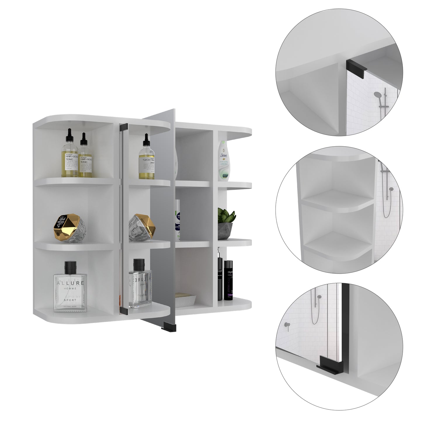 Roseburg 6-Shelf Medicine Cabinet with Mirorr White