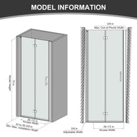 34 to 35-3/8 in. W x 72 in. H Bi-Fold Semi-Frameless Shower Doors in Chrome with Clear Glass