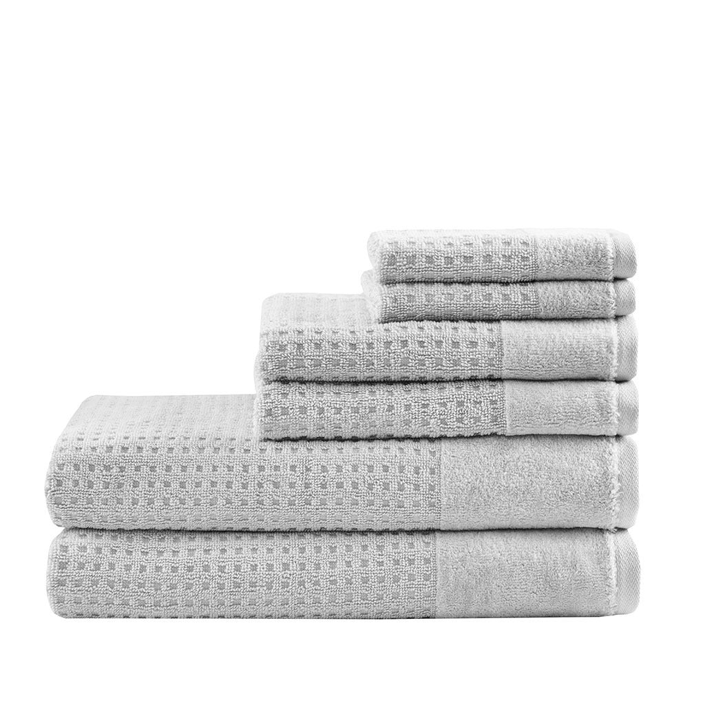 Cotton Waffle Jacquard Antimicrobial Bath Towel 6 Piece Set