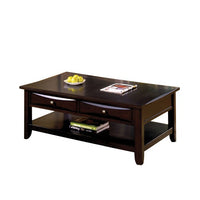 Living Room 1x Coffee Table Solid wood Espresso Open Shelf Drawers Sturdy Heavy Furniture 
Nickel Round Knob