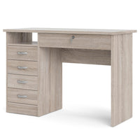 Modern Desk with 5 Storage Drawers for Living Room or Home Office, Truffle