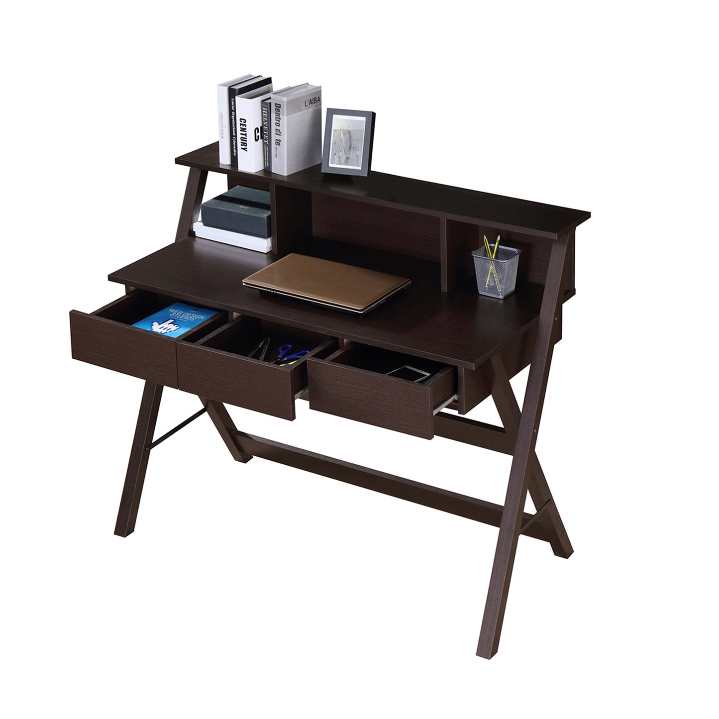 Techni Mobili Writing Desk with Storage, Wenge