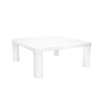 Cream White Coffe Table, 33.5" Modern Minimalist Square Coffee Tables for Living Room Home Office, Sturdy Durable Low Table for Sitting on The Floor, Tatami Floor Tables