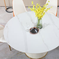 53 inch  Sintered stone carrara white dining table with 6pcs Chairs