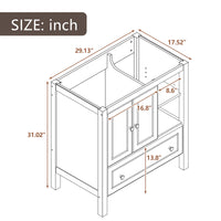 30" Bathroom Vanity Base Only, Solid Wood Frame, Bathroom Storage Cabinet with Doors and Drawers, Brown