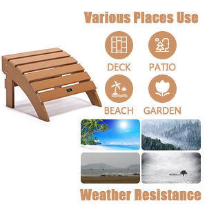 TALE Adirondack Ottoman Footstool All-Weather and Fade-Resistant Plastic Wood for Lawn Outdoor Patio Deck Garden Porch Lawn Furniture Brown Ban on Amazon