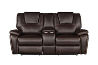 Hong Kong 3 Piece Power Reclining Sofa Set made with Faux Leather in Brown