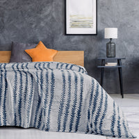 Back Printing Shaved Flannel Plush Blanket, Blue Stripe Blanket for Bed or Sofa, 60" x 80" (Set of 2)