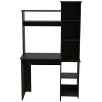 Marston 6-Shelf Writing Desk with Built-in Bookcase Black Wengue