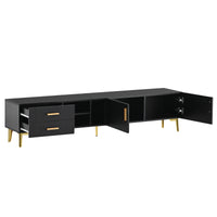 U-Can Modern TV Stand with 5 Champagne legs - Durable, stylish, spacious, versatile storage TVS up to 77" (Black)