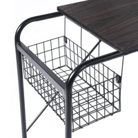 31.5" Computer Desk/ Home office desk With Wire Storage Basket - walnut & black