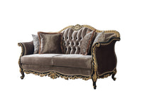 ACME Betria Loveseat w/4 Pillows, Light Green Velvet, Gold & Black High Gloss Finish LV01888