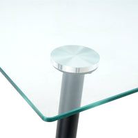 Modern Kitchen Glass dining table 51" Rectangular  Tempered Glass Table top,Clear Dining Table Metal Legs, Black legs