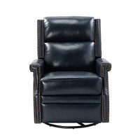 Louise Genuine Leather Swivel Rocker Recliner-NAVY