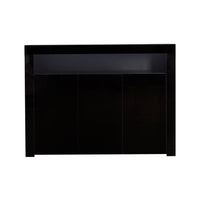 Living Room Sideboard Storage Cabinet Black High Gloss with LED Light, Modern Kitchen Unit Cupboard Buffet Wooden Storage Display Cabinet TV Stand with 3 Doors for Hallway Dining Room