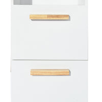 Tall Cabinet, Wooden Slim Floor Cabinet with Shelves & Drawer, White