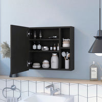 Oman Medicine Cabinet, Three Internal Shelves, Single Door, Two External Shelves -Black