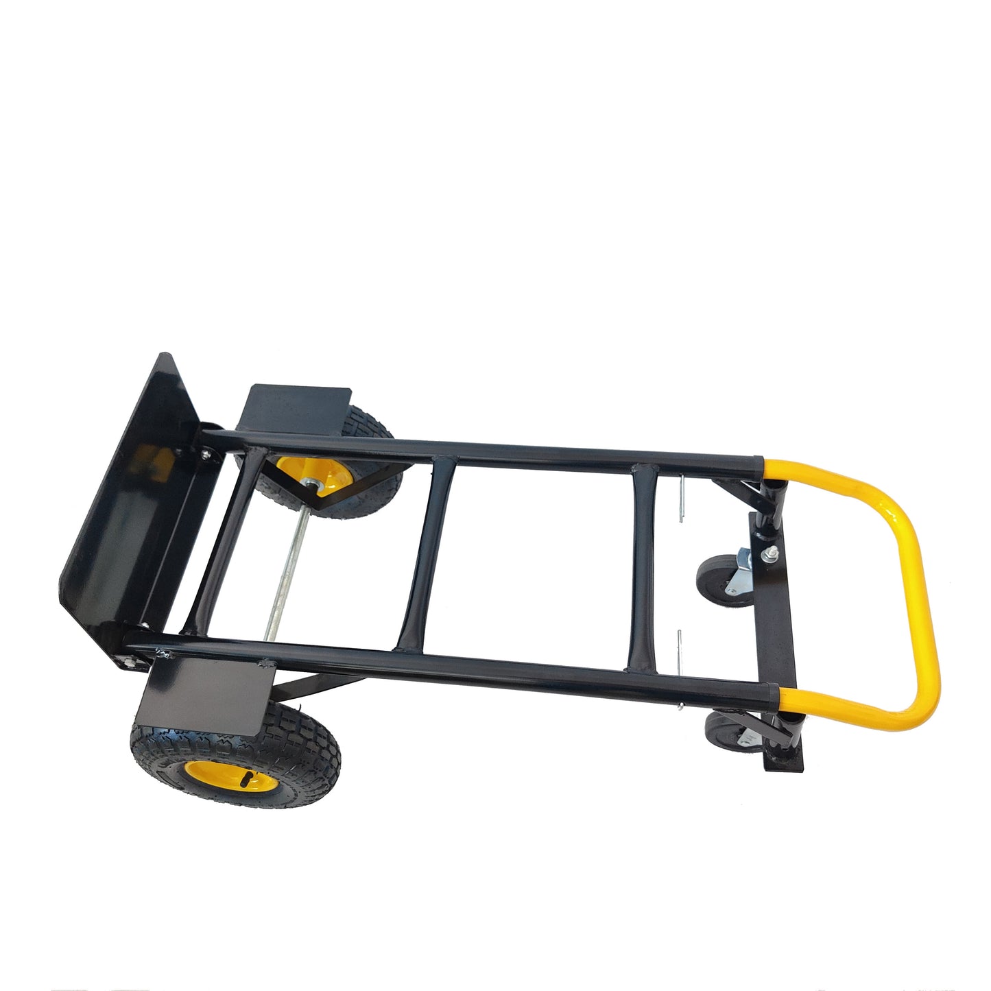 HT1002BK-YL   Hand Truck Dual Purpose 2 Wheel Dolly Cart and 4 Wheel Push Cart with Swivel Wheels 330 Lbs Capacity Heavy Duty Platform Cart for Moving/Warehouse/Garden/Grocery