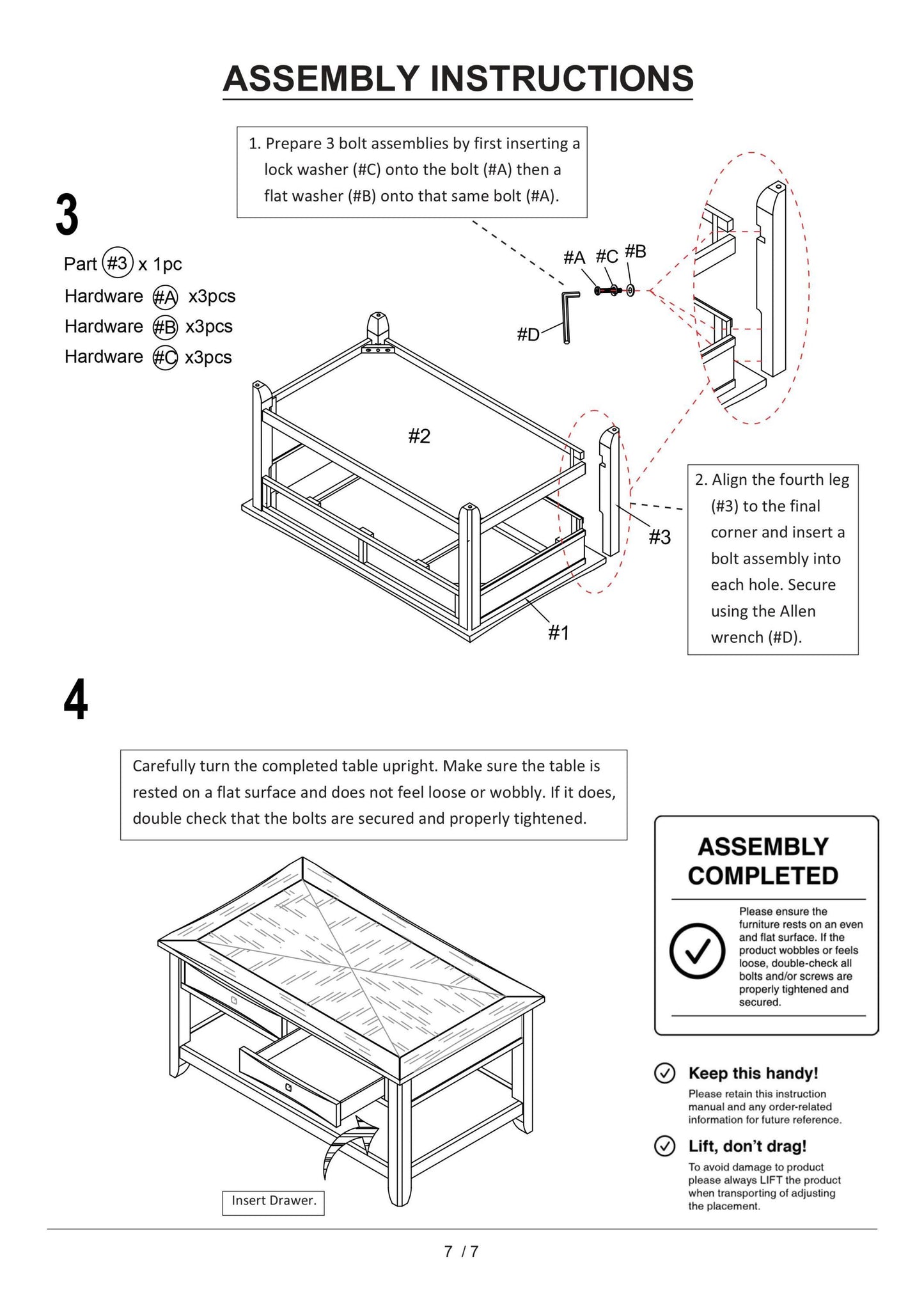 Living Room 1x Coffee Table Solid wood Espresso Open Shelf Drawers Sturdy Heavy Furniture 
Nickel Round Knob