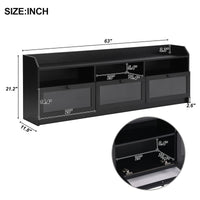 ON-TREND Chic Elegant Entertainment Wall Unit with Tall Cabinets, Modern TV Console Table for TVs Up to 65", Multifunctional TV Stand Set with Acrylic Board Door, Black