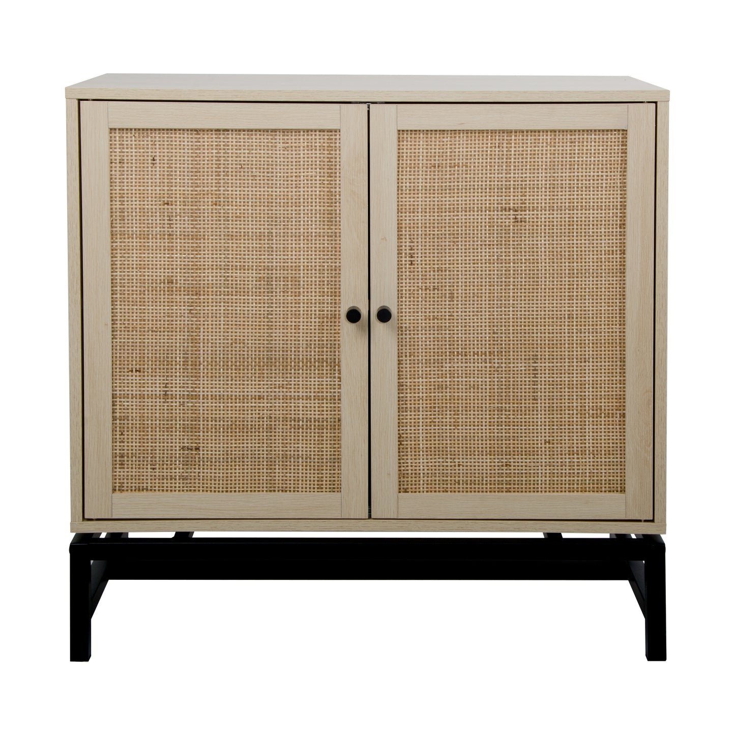 Natural rattan, 2 door cabinet, with 1 Adjustable Inner Shelves, rattan, Accent Storage Cabinet, Set of 2