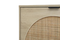 Natural Rattan Shoe Cabinet with 4-Tier Shoe Rack Storage Cabinet Wood 4 Door Free Standing Shoe Rack