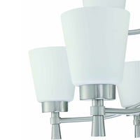 9-Light Brushed Nickle Finish Chandelier Tiered with Shade