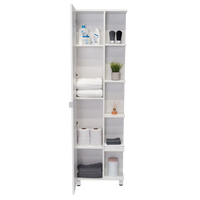 Corner Cabinet Womppi, Five Open Shelves, Single Door, White Finish