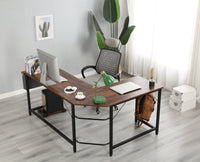 Modern Design L-Shaped Desk Corner Computer Desk PC laptop Computer Table Study Desk Home Office Wood & Metal Deep Rustic