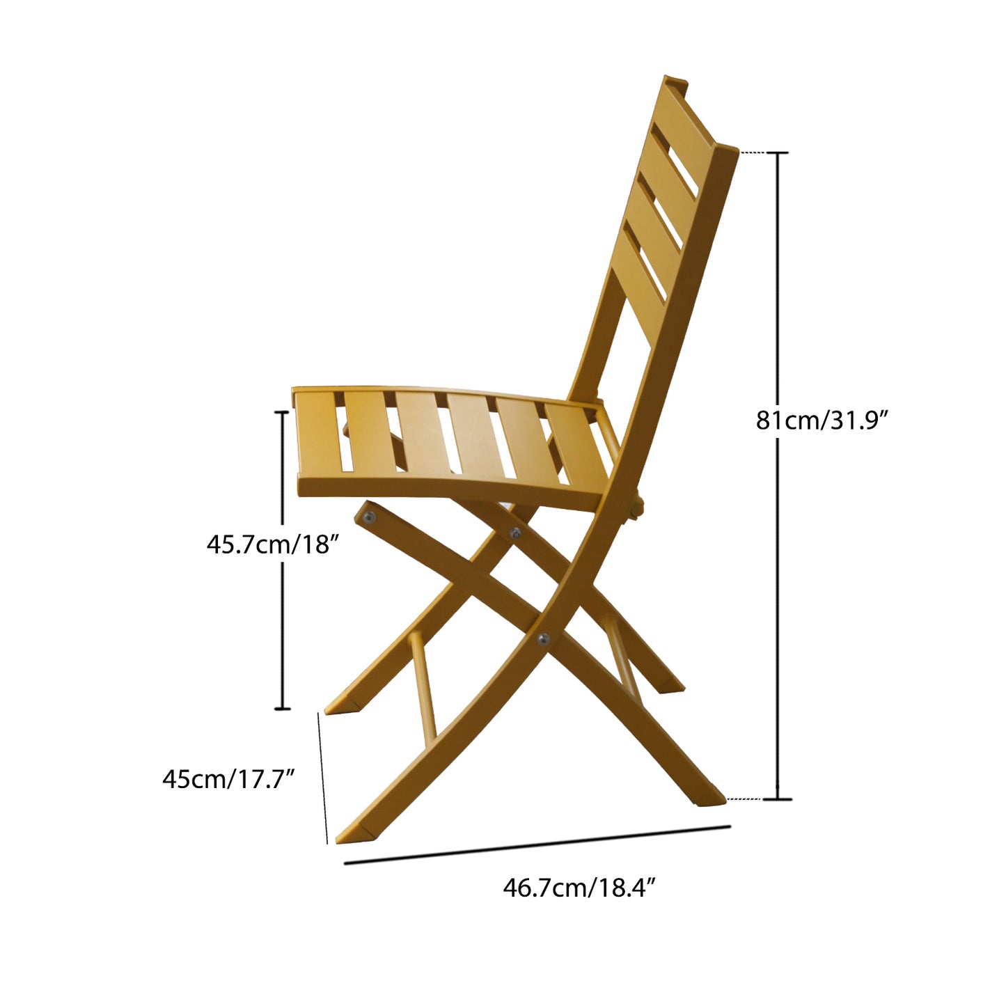 2 Pieces Outdoor Folding Chairs Aluminum Patio Dining Chair Weather-Resistant Lawn Chair