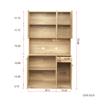 70.87" Tall Wardrobe& Kitchen Cabinet, with 6-Doors, 1-Open Shelves and 1-Drawer for bedroom,Rustic Oak