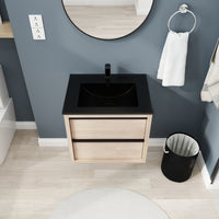 24" Bathroom Vanity, With Black Ceramic Sink And 2 Soft Close Drawers(BVA02524PLO-G-BL9060BK)W1286S00035