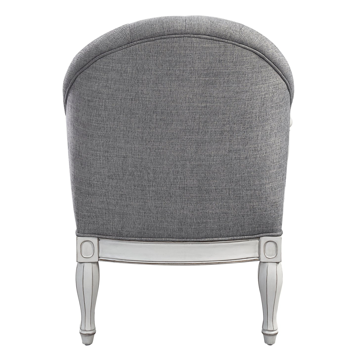 ACME Florian Chair, Gray Fabric & Antique White Finish LV02121