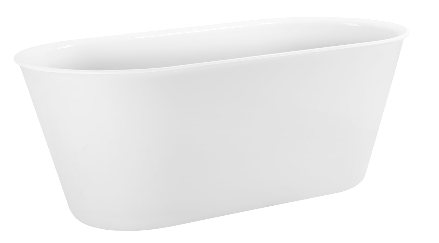 59" Acrylic Alcove Freestanding Soaking White Bathtub Oval-shaped