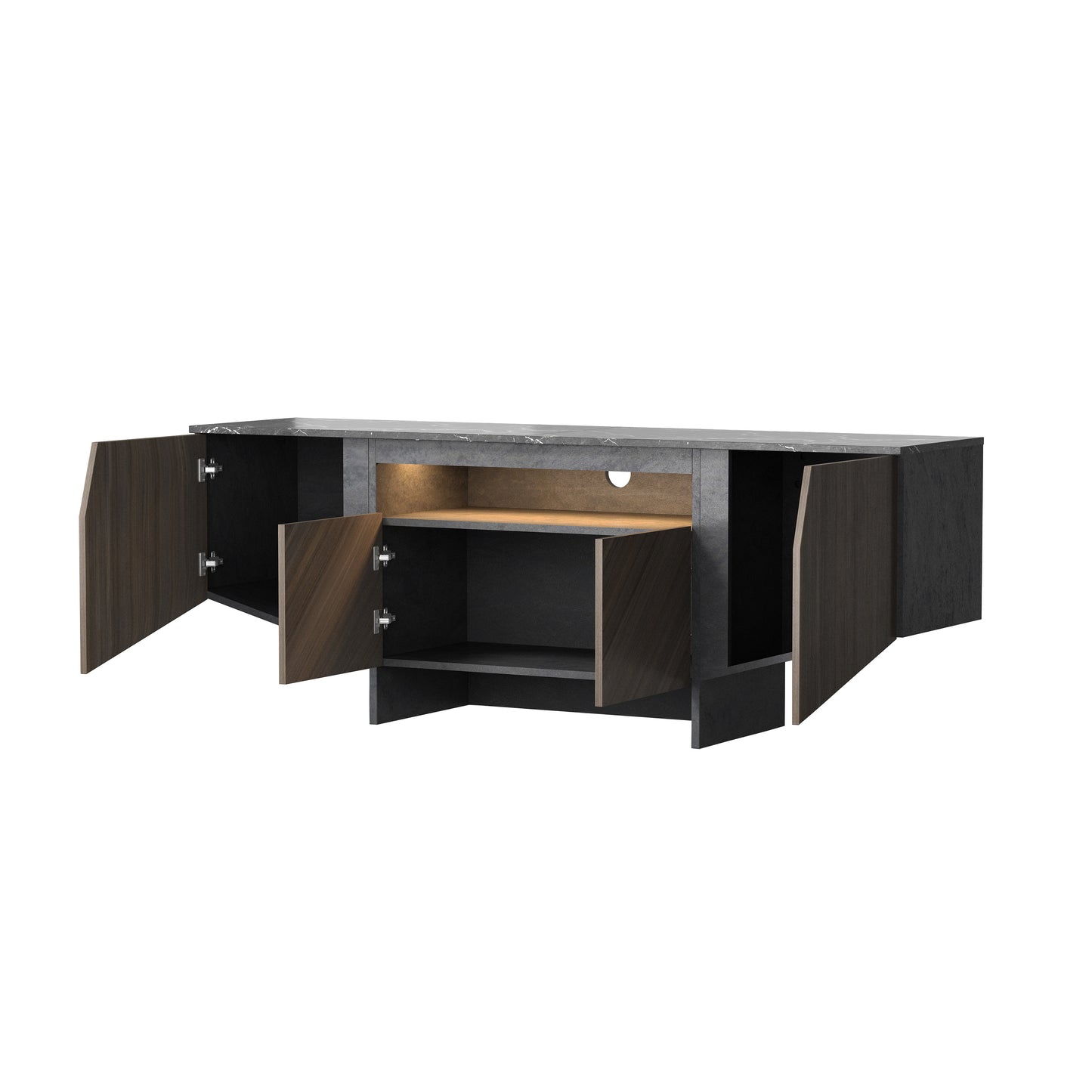 63 Inch TV Stand with LED Lights, with Storage Cabinet and Shelves, TV Console Table Entertainment Center for Living Room,Bedroom