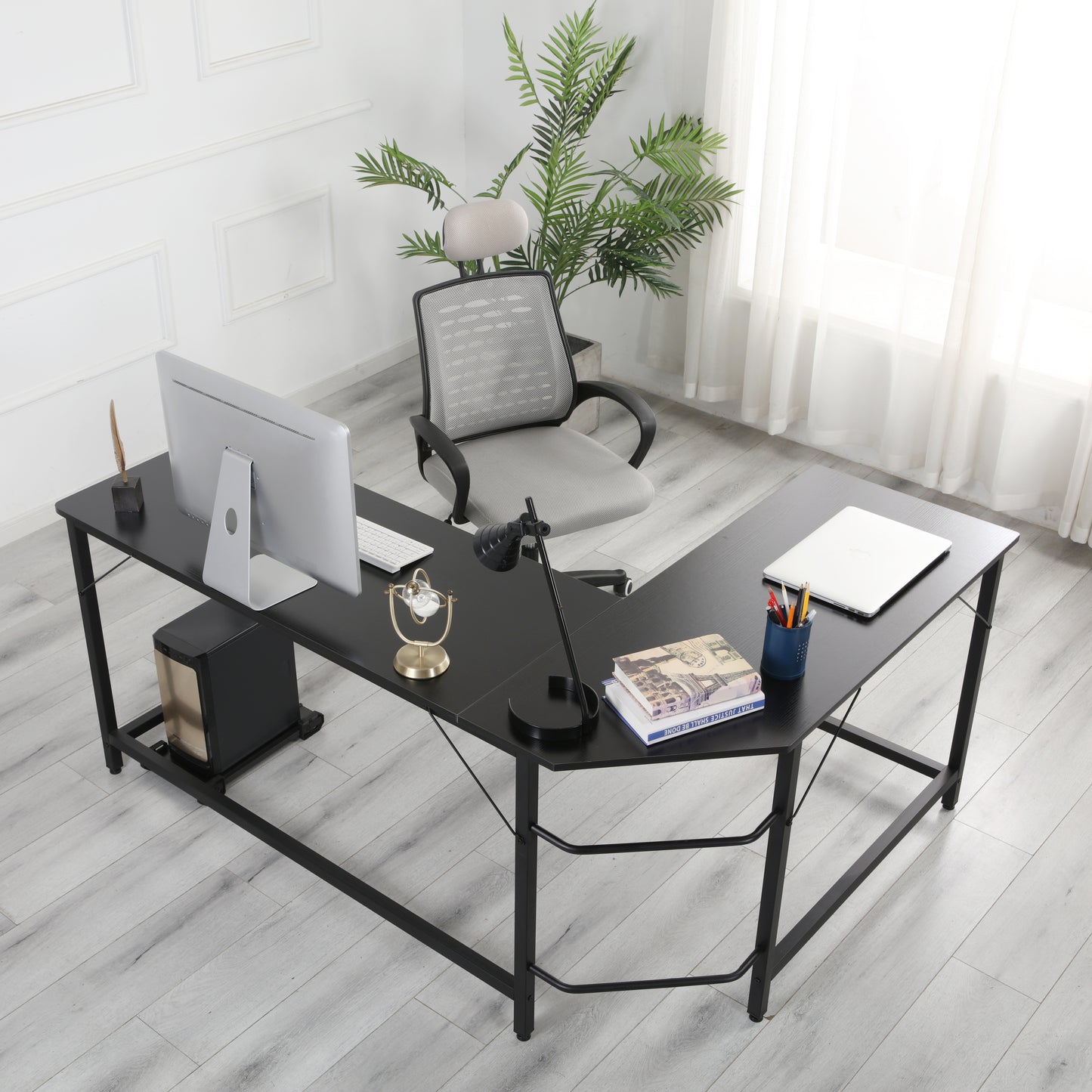 High quality safe and environmentally friendly office home school Black L-shaped corner desk