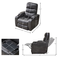 M062 Power recliner with writing board, LED strip, drawers Gray color  4pcs/Set