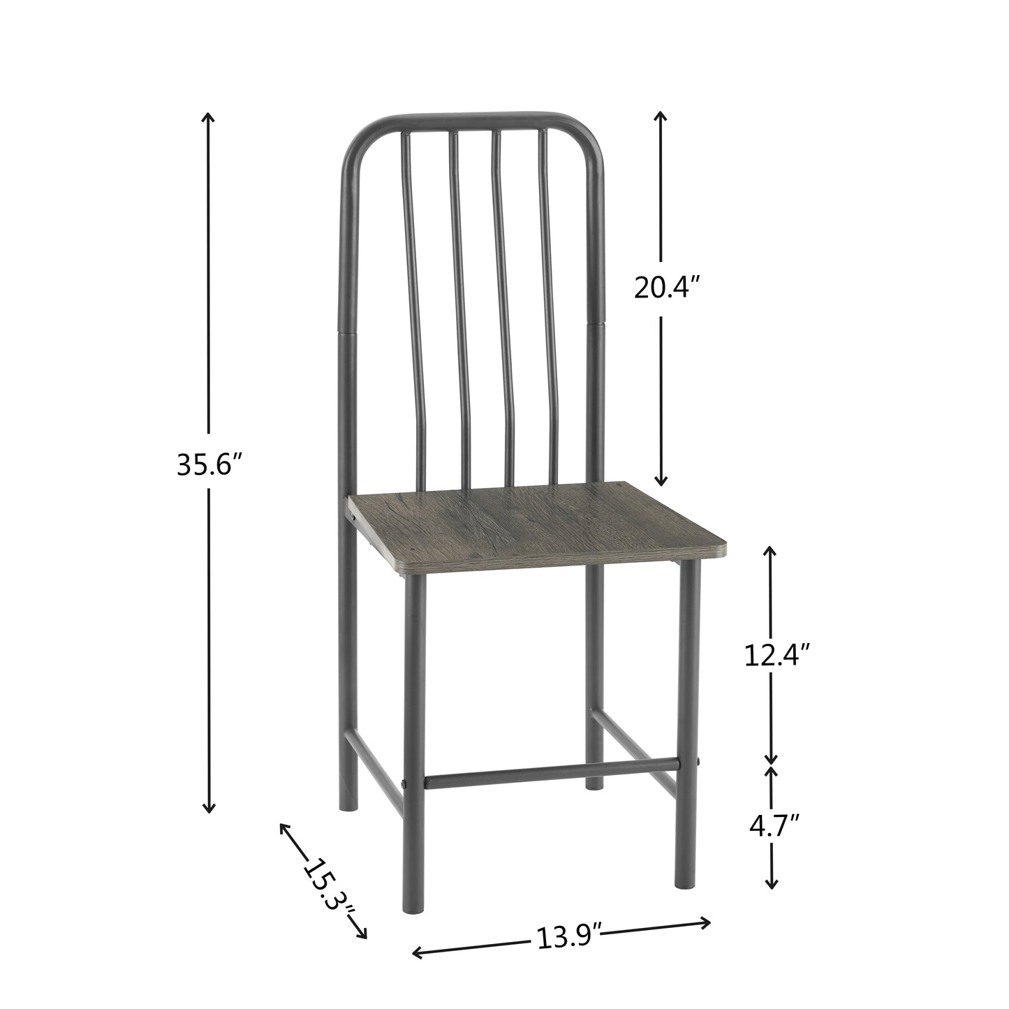 Dining Set for 2, Square Glass Tempered Dining Table with 4 Legs and 2 Metal Chair for Home Office Kitchen Dining Room, Black & Brown