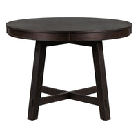 TREXM Farmhouse Round Extendable Dining Table with 16" Leaf Wood Kitchen Table (Espresso)